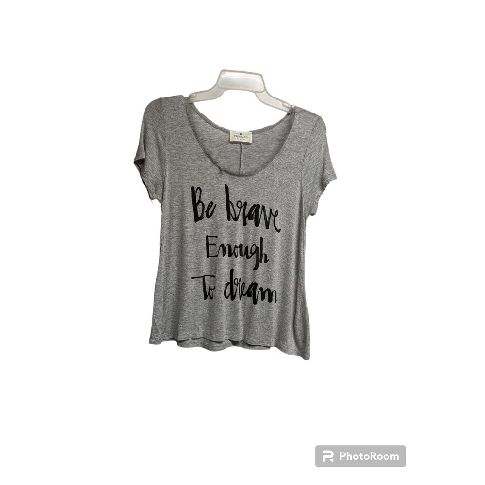 Threads Studio Be Brave Enough To Dream Tshirt Women Crop Size Small Fibers Trim